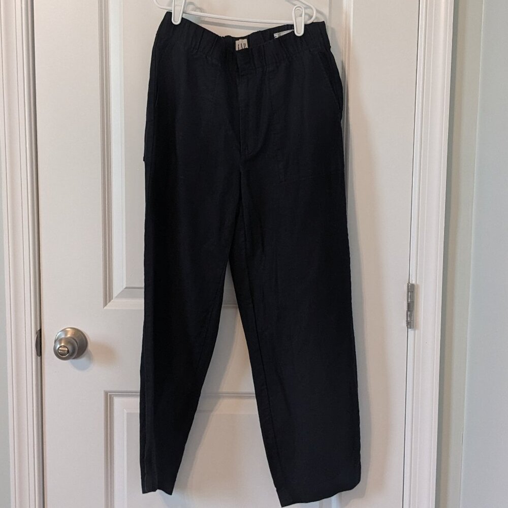 Gap Black Pleated Linen Pant - Size